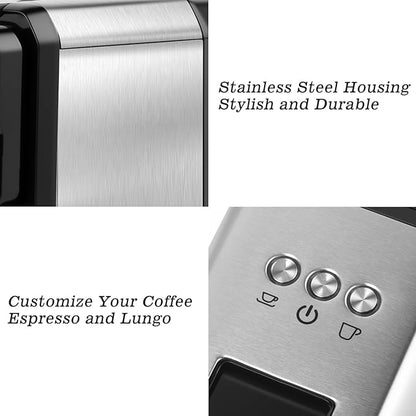 CUSIMAX Single Serve Coffee Machine for K Cup and Nespresso Pods, Fast Brew One Cup Coffee Maker, Customizable Brewing Sizes, Stainless Steel Espresso Machine with 20oz Remevable Water Tank