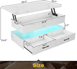 Load image into Gallery viewer, SEDETA 40" Lift Top Coffee Table, Coffee Tables with Storage for Living Room, Small Coffee Table with 2 Drawers &amp; LED Light for Dining Reception Room, White Marble