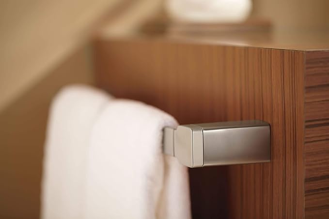 Moen YB8824BN 90 Degree Modern 24-Inch Bathroom Single Towel Bar, Brushed nickel