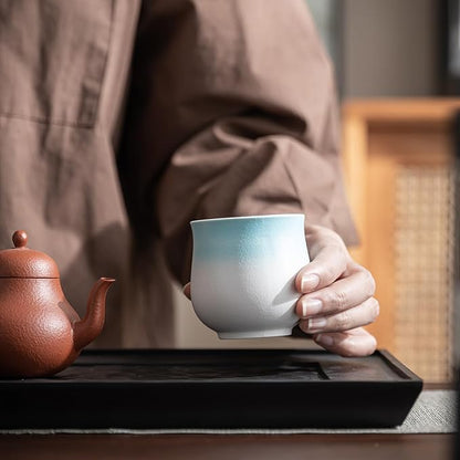 4-Oz Ceramic Espresso Cups Set - Multi-Color, Handle-Free Design for Home & Cafe | Dishwasher-Safe Stoneware Cups (Kiln turned blue, 4)