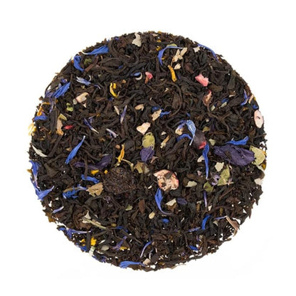 Blackcurrant Flavored Loose Leaf | Natural Fruit Infusion | 4oz Resealable Pouch | Sri Lankan Blend with Flower Petals | Medium Caffeine | Hot or Iced Brew