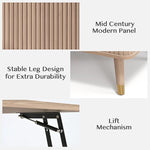 Load image into Gallery viewer, Lift Top Coffee Table, Mid Century Modern Coffee Table with Hidden Compartment, Fluted Lift Tabletop Center Table for Living Room, Home Office, Oak