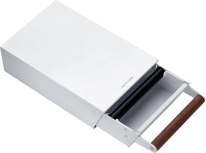 Normcore Espresso Knock Box Drawer, Coffee Knock Box with Walnut Handle, Espresso Dump Bin Separation And Detachable, 304 Stainless Steel, Size: M, Matte White