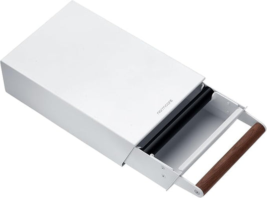 Normcore Espresso Knock Box Drawer, Coffee Knock Box with Walnut Handle, Espresso Dump Bin Separation And Detachable, 304 Stainless Steel, Size: M, Matte White