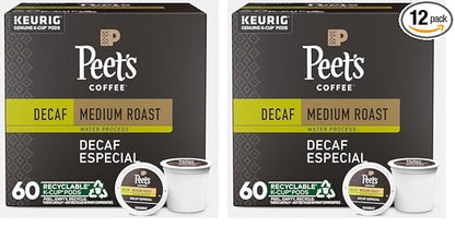 Peet's Coffee, Medium Roast Decaffeinated Coffee K-Cup Pods for Keurig Brewers - Decaf Especial 60 Count (6 Boxes of 10 K-Cup Pods) Packaging May Vary (Pack of 2)