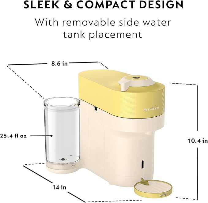 Nespresso Limited-Edition Vertuo Pop+ Coffee and Espresso Maker by De'Longhi, Pastel Yellow