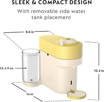 Nespresso Limited-Edition Vertuo Pop+ Coffee and Espresso Maker by De'Longhi, Pastel Yellow