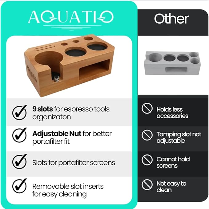 Espresso Tamping Station - Wooden Coffee Tamper Station For Storage 58 mm Portafilter Tamper Distributor - Espresso Organizer - Knock Box Accessories