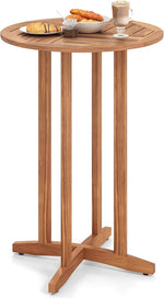 Load image into Gallery viewer, Tangkula Outdoor Acacia Wood Bar Table, 39" Patio Bar Height Round Table with Slatted Tabletop, High Top Bistro Dining Table, Pub Height Round Table for Garden, Deck, Porch and Yard