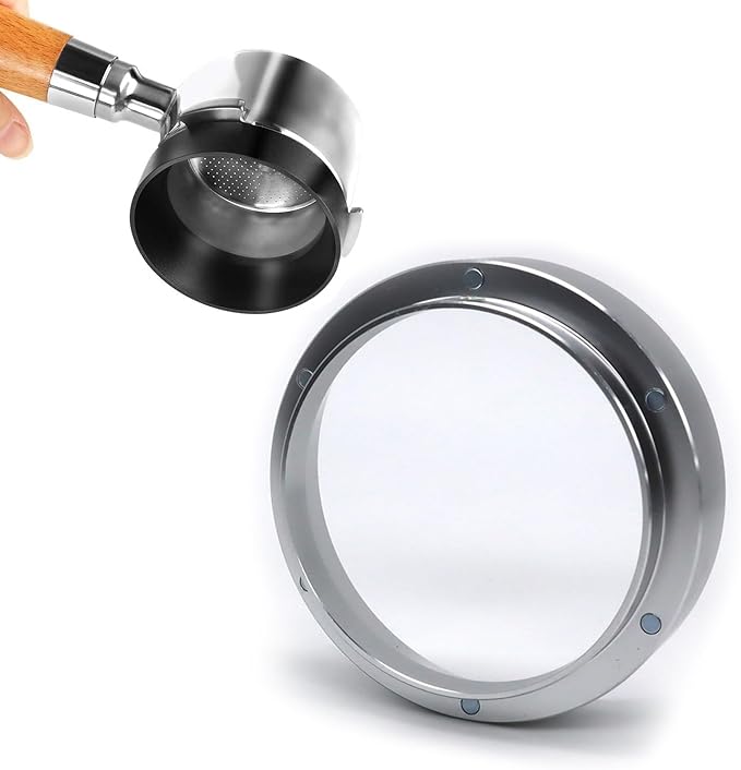 Aluminum Espresso Dosing Funnel - 51/53/58mm Coffee Dosing Ring for Home & Shop - Silvery