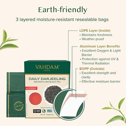 VAHDAM, Darjeeling Tea Leaves From Himalayas 340g (170+ Cups) Pure Unblended Darjeeling Black Loose Leaf Tea | Packed & Shipped Direct From Source In India