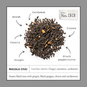 Steven Smith Teamaker Masala Chai No. 33, Caffeinated, Sugar-Free, Spiced, Full Leaf Black Assam Tea Blend, Tea Bags 15 Sachets, 1.8oz each