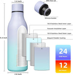 Load image into Gallery viewer, BJPKPK Insulated Water Bottles, 18 oz Stainless Steel Metal Water Bottle with Strap, BPA Free Leak Proof Jugs, Mugs, Flasks, Reusable Thermal Flasks for Sports &amp; Travel, Lavender Green