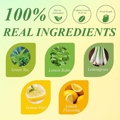 WT WEETEE Green Tea with Lemon, 100 Count Lemon Green Tea Bags, Flavored Green Leaves with Lemonpeel Lemongrass Lemonbalm