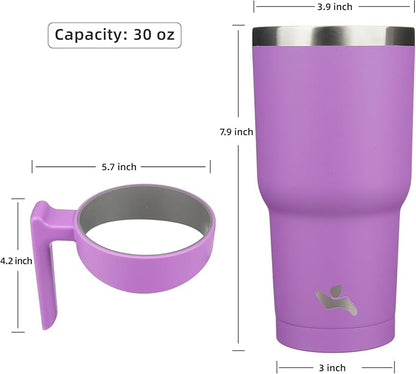 30 oz Tumbler with Handle and 2 Straw 2 Lid, Insulated Water Bottle Stainless Steel Vacuum Cup Reusable Travel Mug,Lavender