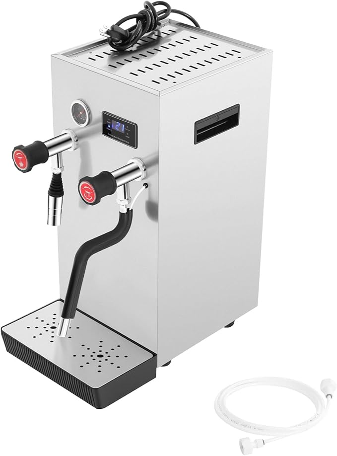 Commercial Milk Steamer, 2500W 110V Commercial Milk Frother, 8L/ 2.1Gal Coffee Milk Foam Machine Steamer with LED Display, Coffee Foam Maker for Bars, Milk Tea Shops