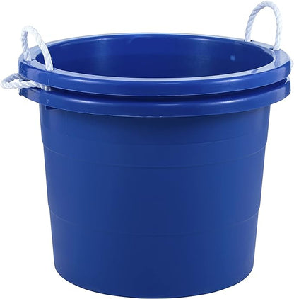 United Solutions Easy-Access Storage Rope Handle Tub, 19 Gallon, Blue, 2 Count (TU0335)