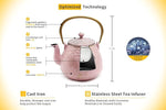 Load image into Gallery viewer, TOPTIER Japanese Cast Iron Teapot with Infuser, Stovetop Safe, Leaf Design Tea Kettle, Enameled Interior, 32 Ounce (950 ml), Blush Pink