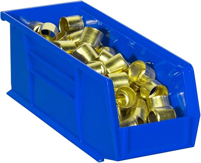 Akro-Mils 30224 AkroBins Plastic Storage Bins, Space-Saving Stackable Bins for Garage, Pantry, Craft Organization, 11" L x 4" W x 4" H, Blue, 12-Pack