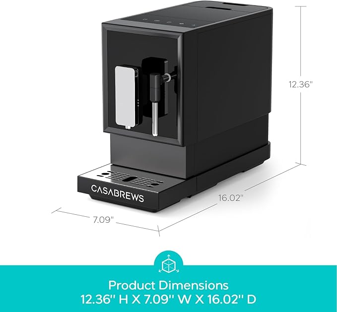 CASABREWS ACAFE PLUS Automatic Espresso Machine, 20bar Espresso Coffee Machine with Grinder and Milk Frother, Professional Coffee Maker with Touch Screen for Cappuccino and Americano, Black