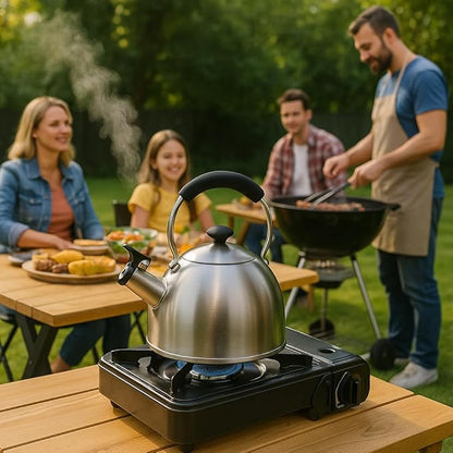 Creative Home 2.6 Qt Heavy-Duty Stainless Steel Whistling Tea Kettle, Durable Heat‑Efficient Water Boiler with Steam Whistle and Heat-Resistant Handle, Induction‑Safe Kitchen Pot and Stylish Gift