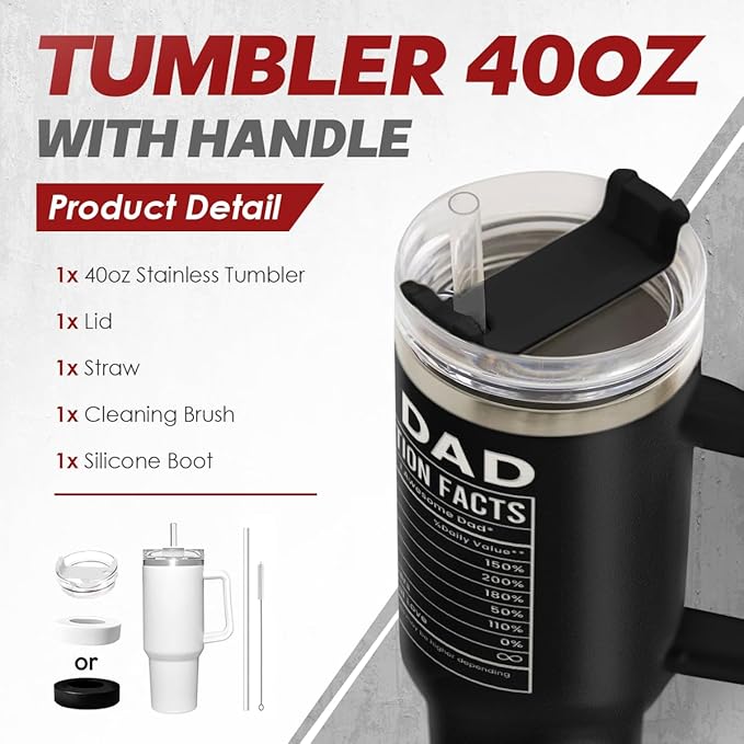 SANDJEST Dad Gift from Daughter, Awesome Like My Daughter 40oz Stainless Steel Insulated Coffee Tumbler With Lid & Straw, Travel Mug Cup Gift for Dad, Christmas Birthday Father's Day