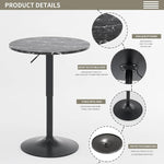 Load image into Gallery viewer, 23.6" Round Bar Table, Adjustable Height, MDF Top with Metal Support, Suitable for Cafe, Kitchen Island, Counter, Black