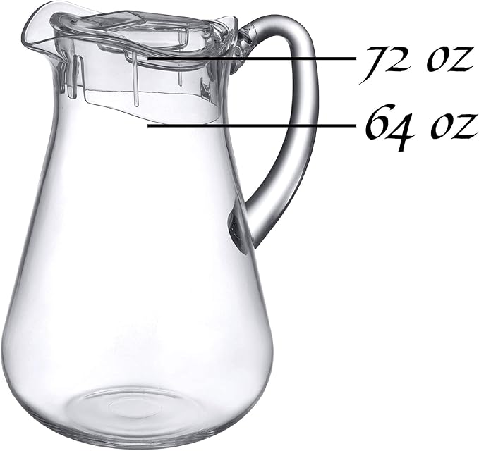 Amazing Abby - Droply - Plastic Pitcher (64 oz, 2 Quart), Clear Water Pitcher with Lid, Fridge Jug, BPA-Free, Shatter-Proof, Great for Iced Tea, Sangria, Lemonade, Juice, Milk, and More