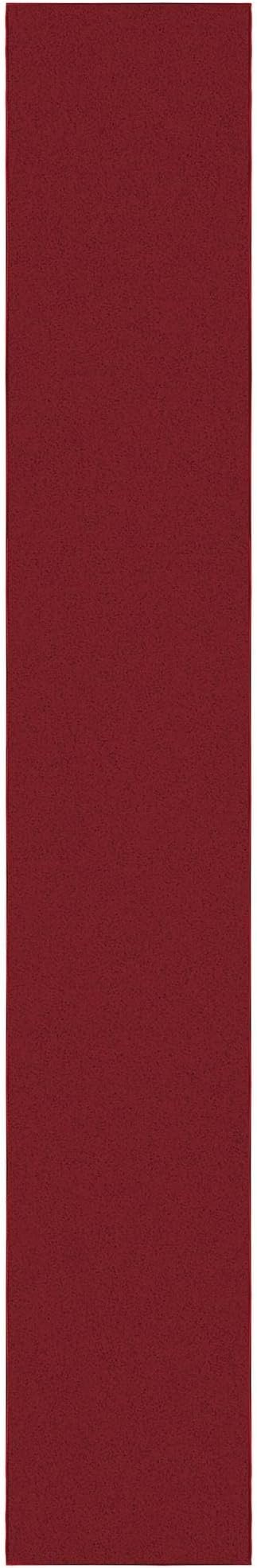 Ottomanson Hallway Runner Rug 1'10" x 12' Non Slip Solid Area Rugs Easy to Clean Laundry Rug Runner Durable & Pet Friendly Floor Carpet Runners for Hallways Entryway Living Room Kitchen, Red
