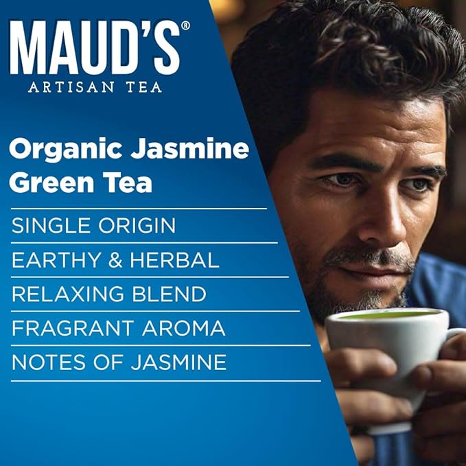 Maud's Organic Jasmine Green Tea Pods, 48 ct, Recyclable Single Serve Tea Pods – 100% Gourmet Blended Tea Leaves, Compatible with Keurig K Cups Maker