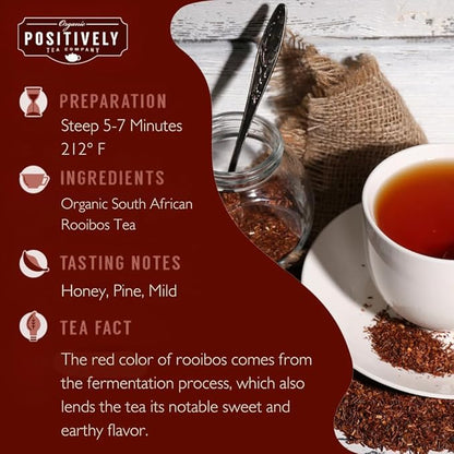 Organic Positively Tea Company, South African Red Rooibos Tea Bags, 100 Count, Eco-Friendly Tea Bags, Non-GMO