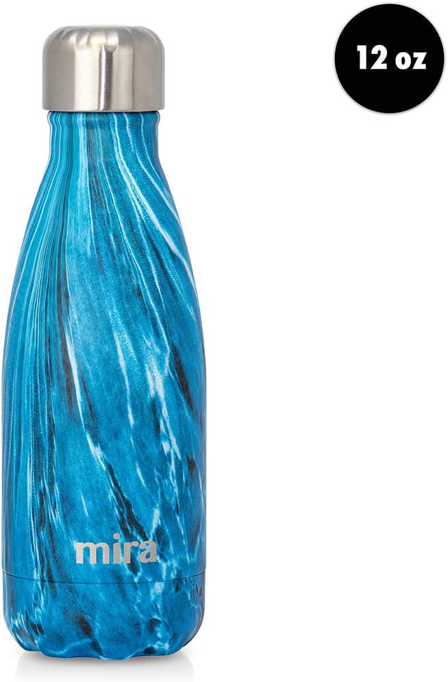 MIRA 12 oz Insulated Water Bottle - Slim Stainless Steel Cola Shape Thermo - Double Wall Hot & Cold Flask (24Hr Cold/12Hr Hot) - Dynamic Blue