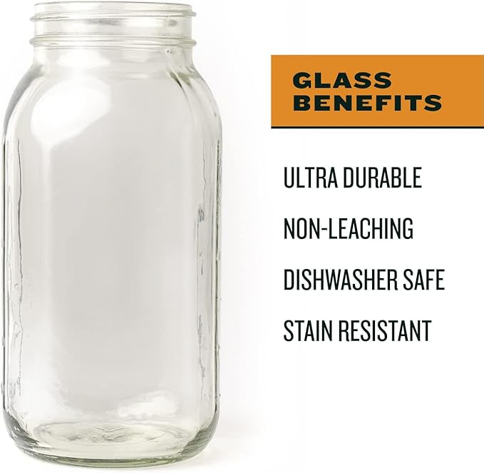 County Line Kitchen Glass Cold Brew Coffee Maker with Lid - Wide Mouth, 2 Quart (64 oz) - Heavy Duty, Leak Proof - Sun & Iced Tea Pitcher, Cold Brew Coffee, Breast Milk Storage, Water - Gray