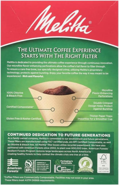 Melitta #4 Cone Coffee Filters, Natural Brown, 100 Count, Pack of 6