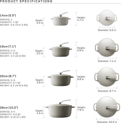 Vermicular Oven Pot 2.0 | Lightweight Enameled Cast Iron Pot | 26cm (5.9 Qt) | Non-Toxic | Induction-compatible | Dutch Oven | Made in Japan | Matte Black