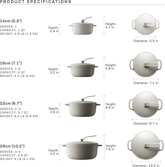 Vermicular Oven Pot 2.0 | Lightweight Enameled Cast Iron Pot | 22cm (3.7 Qt) | Non-Toxic | Induction-compatible | Dutch Oven | Made in Japan | Matte Linen Beige
