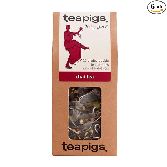Teapigs Chai Tea Bags Made with Whole Leaves (6 Packs of 15 Tea Bags)