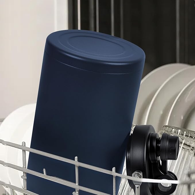 1 Gallon Water Jug Bottle Insulated with Straw, 128oz Stainless Steel Water Bottle Jug Wide Mouth Double Vacuum Dishwasher Safe BPA Free for Hot & Cold Drinks Navy Blue