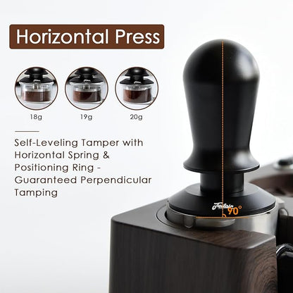 58.35mm Espresso Tamper, 3 Spring Loaded Tamper, Coffee Tamper with Stainless Steel Ripple Base, Self Leveling Tamper for Barista, Compatible with 58mm Rancilio, Gaggia Bottomless Portafilter