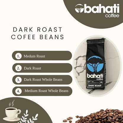 Kenya AA Grade Roasted Arabica Coffee Beans from Kenyan Highlands - 100% Pure Roasted Coffee Beans - Dark Roast Whole Beans, 2 LB