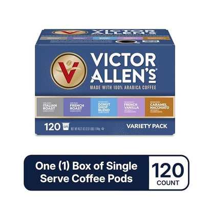 Victor Allen's Coffee Variety Pack, 120 Count, Single Serve Coffee Pods for Keurig K-Cup Brewers