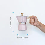Load image into Gallery viewer, GROSCHE Milano Moka pot, Stovetop Espresso maker, Greca Coffee Maker, Stovetop coffee maker and espresso maker percolator (Pink, 3 cup)