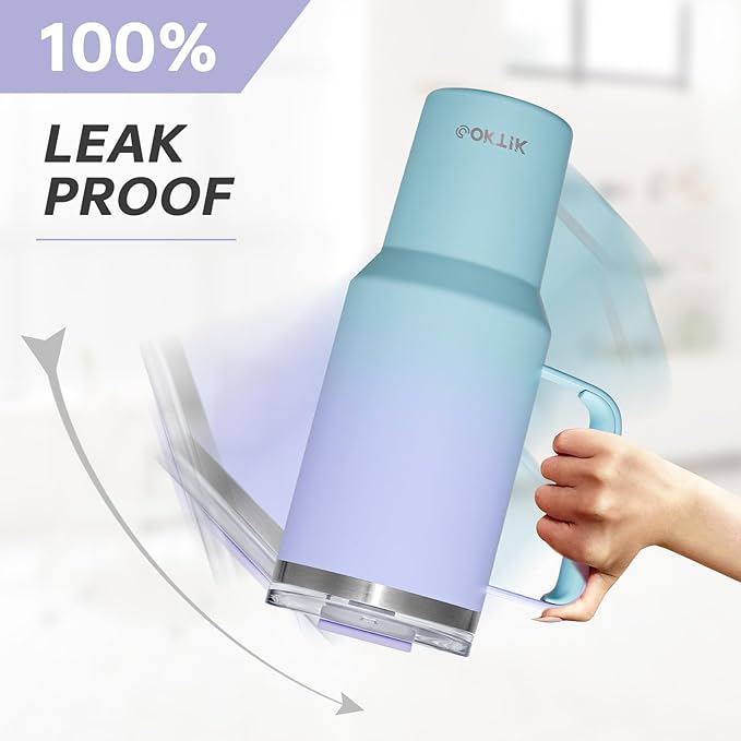 COKTIK 40 oz Tumbler With Handle and Straw Lid, Vacuum Insulated Travel Coffee Mug Stainless Steel Insulated Cup for Beverages, Leak-proof, Cupholder Friendly (Sweet Candy)