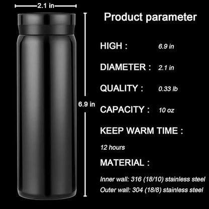 10oz Mini Water Bottle Stainless Steel Thermos Small Flask - Insulated Vacuum, Leak Proof, Keeps Drinks Hot/Cold - Ideal for Coffee, Tea, Water