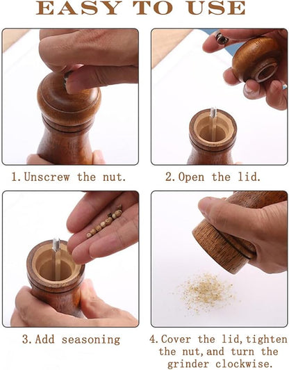 10 inch Wooden Pepper Grinder Adjustable Coarseness Wooden Peppermill or Salt Mill with Adjustable Ceramic Rotor and Easily