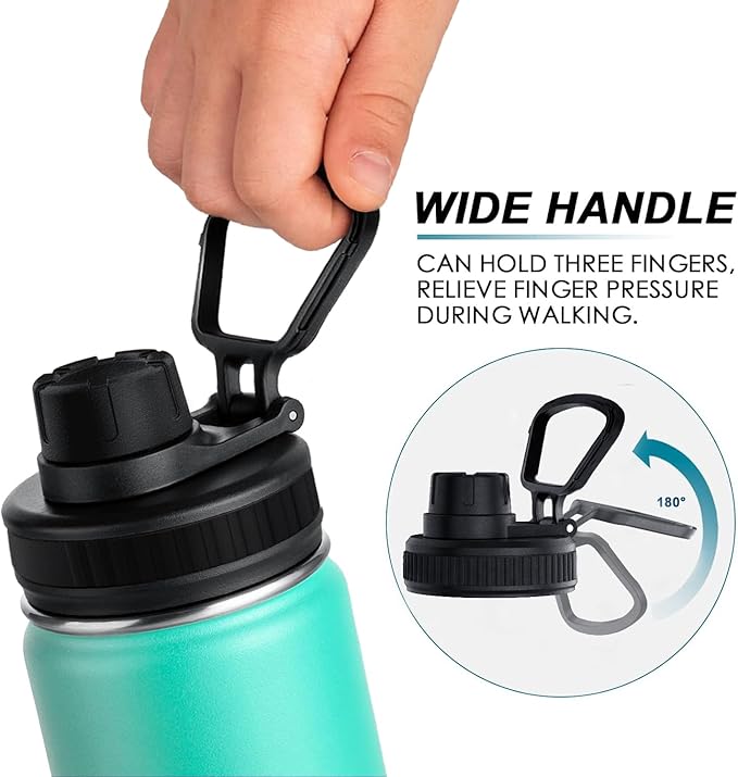 koodee Insulated Water Bottle, 32 oz Stainless Steel Double Wall Vacuum Wide Mouth Sport Bottle with Leakproof Spout Lid (Teal)