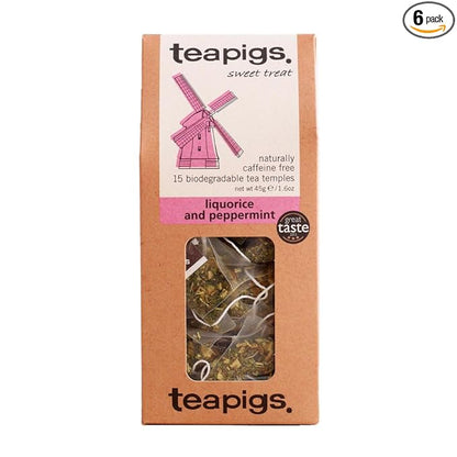 Teapigs Liquorice and Peppermint Tea Bags Made With Whole Leaves (6 Packs of 15)