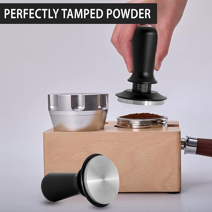 58mm Espresso Tamper, Professional Barista Coffee Tamper, Heavy-Duty Stainless-Steel Flat Base, Ergonomic Handle, Compatible with 58mm Portafilter, Coffee Accessory for Espresso lovers