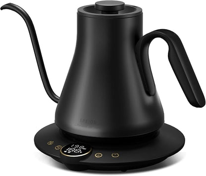 Electric Kettles, Gooseneck Electric Kettle, ±1℉ Temperature Control, Stainless Steel Inner, Quick Heating for Pour Over Coffee, Brew Tea, Boil Hot Water, 1500W/0.9L (Ebony Black)