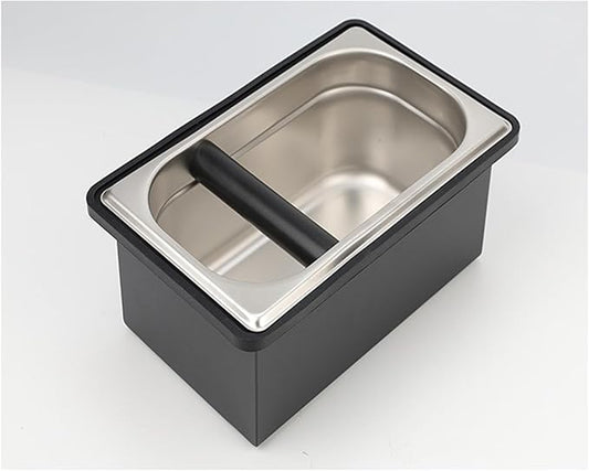 Espresso Coffee Knock Box, Large Coffee Coffee Grounds Knock Box Container Coffee Machine Accessories, Stainless Steel Coffee Bin Grind Knock Out Box with Removable Knock Bar and Non Slip Base